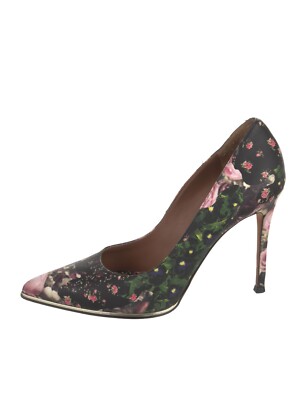 Givenchy Paris Black Leather Floral Print Pumps, Size 7 (US) 37 (IT) RUN SMALL