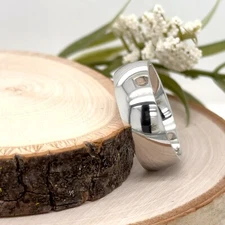 Engagement Band Domed High Polished Beveled Edges Ring 8mm Silver Titanium