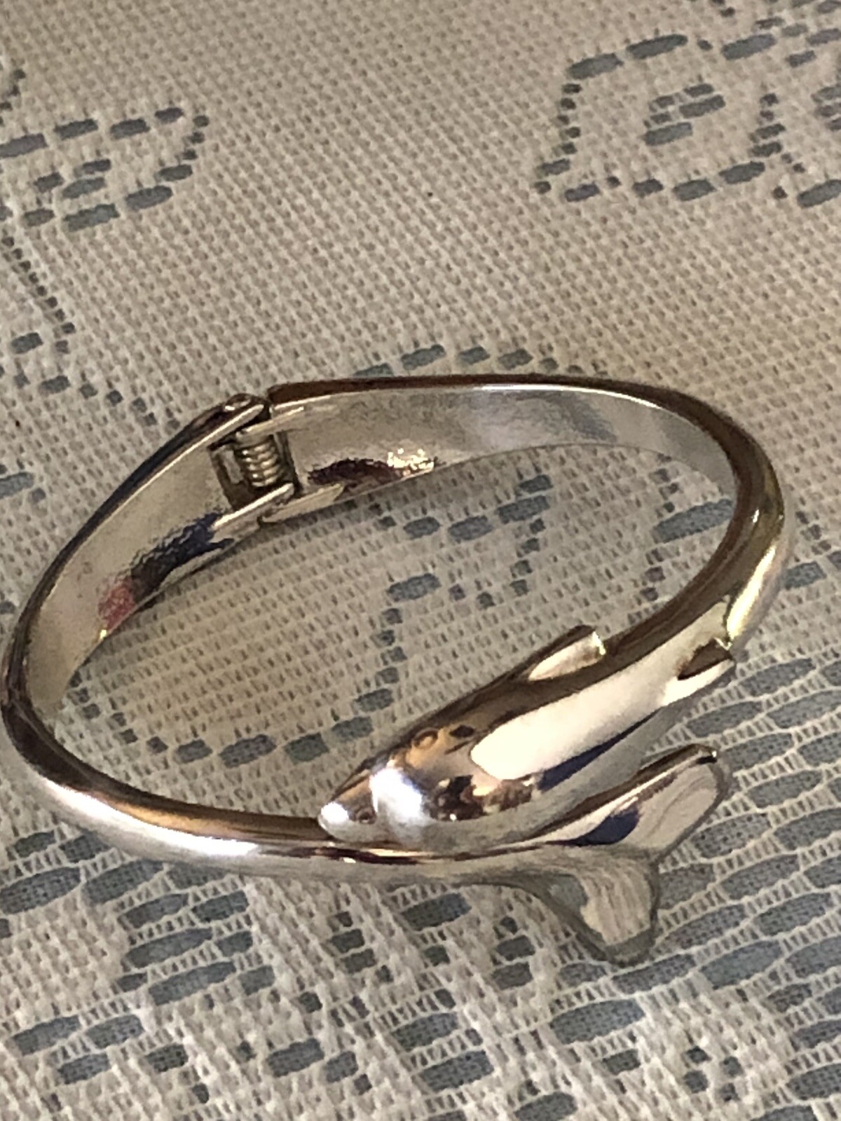 Vintage solid silver 925 dolphin Bangle bracelet … - image 5