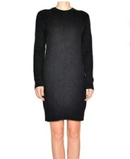 MICHAEL MICHAEL KORS Charcoal Black Wool Blend Crew Neck Sweater Dress S