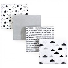 NWT Hudson Baby Moon Stars Clouds Black White Gray Neutral Receiving Blankets