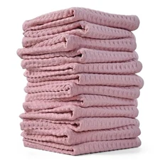 100% Cotton Washcloths for Showering 12 Pack Pale-Pink Wash Cloths Lightweigh...