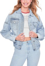 Ymi Women's Junior 80's Denim Oversized Jacket