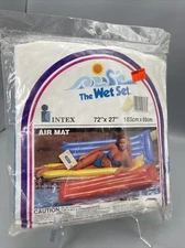 VTG Intex The Wet Set Inflatable Air Mat Pool Float Blue Raft 72x27 1990 NOS