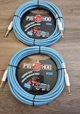 New Lot Of 2 Pig Hog 20' Instrument Cable, Daphne Blue