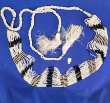 Vintage Retro Cool HIP MOD Black White Seed Bead Belt With Silk Tassel