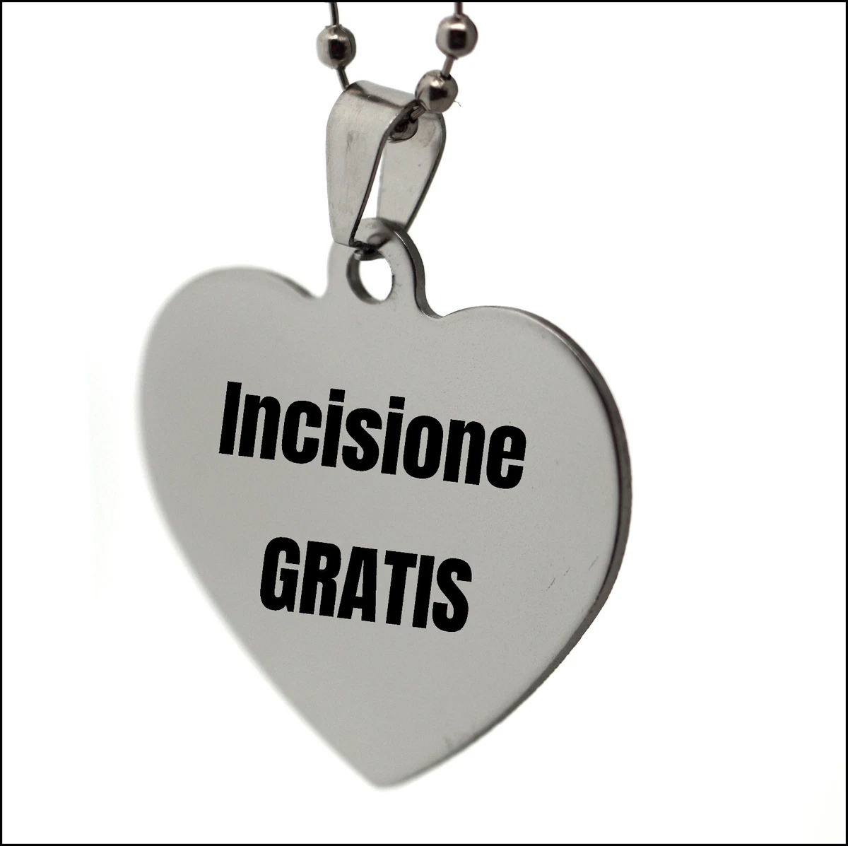 Echtzeit Collana Con Ciondolo Cuore In Acciaio Inox | 45 Cm | Impermeabile | Anallergica | Regalo In Sacchetto Di Cotone - 2