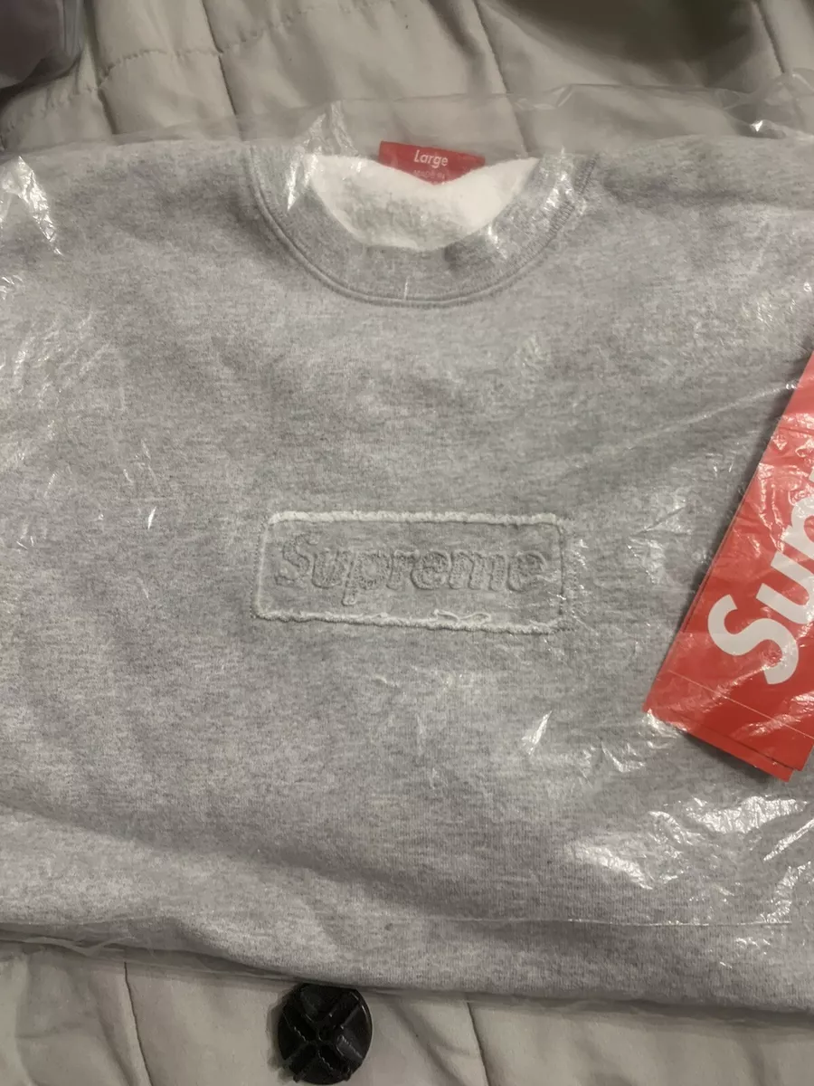 Supreme Cutout Logo Crewneck / Size L/ Heather Grey / Box Logo