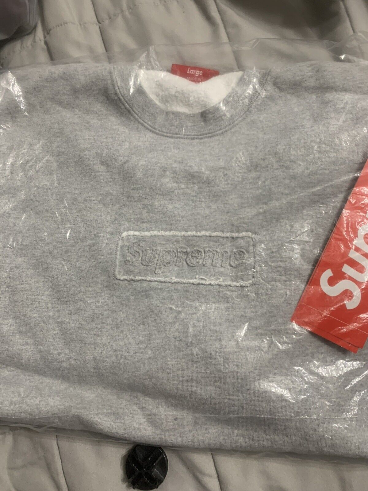 Supreme Cutout Logo Crewneck / Size L/ Heather Grey / Box Logo | eBay