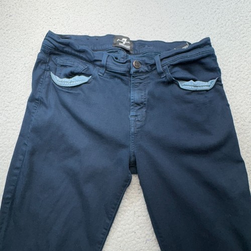 7 For All Mankind Jeans Men 32x32 Blue Slimmy Luxe Sport Stretch Straight Tag 34 - Picture 9 of 15