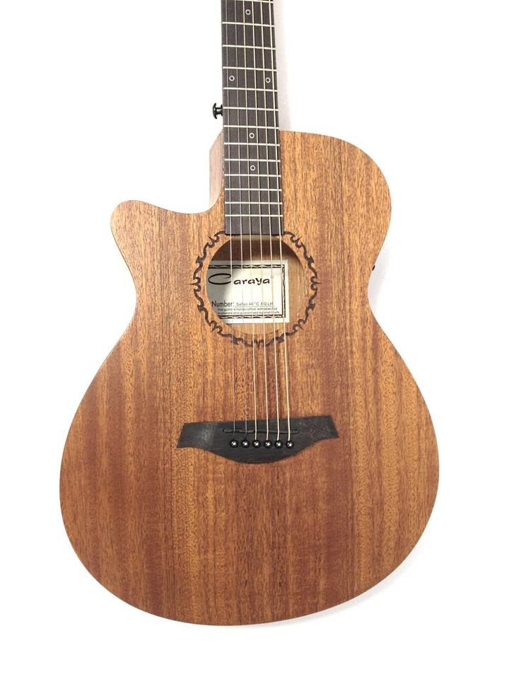 Left-Handed Caraya Safair 40CEQ All Mahogany Thin-body Acoustic Guitar +Free Bag - Image 4 of 4