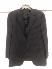 ERMENEGILDO ZEGNA DARK BLUE STRIPED MEN  s Wool BLAZER SIZE 52