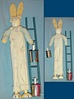 RABBIT PAINTER 18" FIGURINE  LADDER, OVERALLS, CAP, PAINT, BRUSHES- WHAT FUN — photo 4