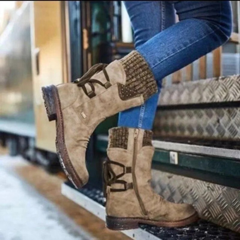 New Waterproof Ladies Snow Winter Boots Womens Warm Shoes Non-slip Mid Calf Size