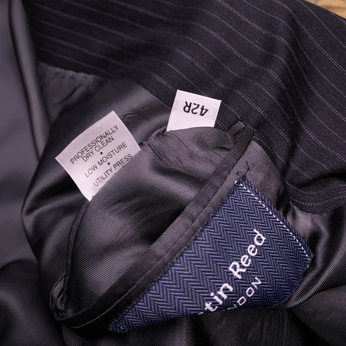 Vintage Austin Reed Suit 42R Black Pinstripe Pants 35x29 2 Piece Wool - Picture 7 of 23