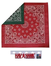 USA MADE REVERSIBLE 2-Side PAISLEY GREEN/BURGUNDY BANDANA Head Neck Face Scarf 
