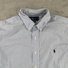Polo Ralph Lauren Shirt Men XL Blue Striped Classic Fit Short Sleeve Pony Preppy