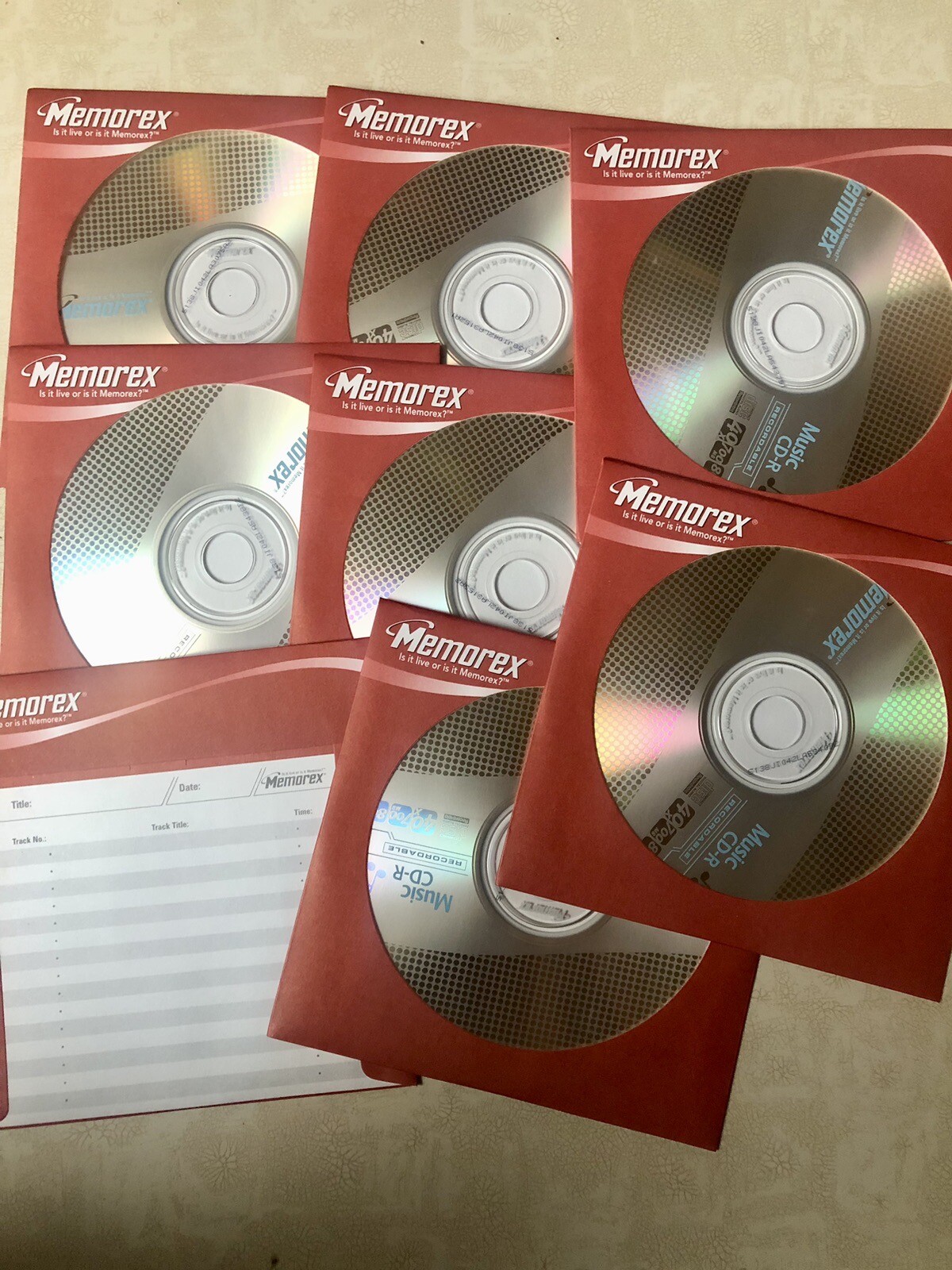Memorex CDR Music Open Pack Of 8 With Sleeves eBay