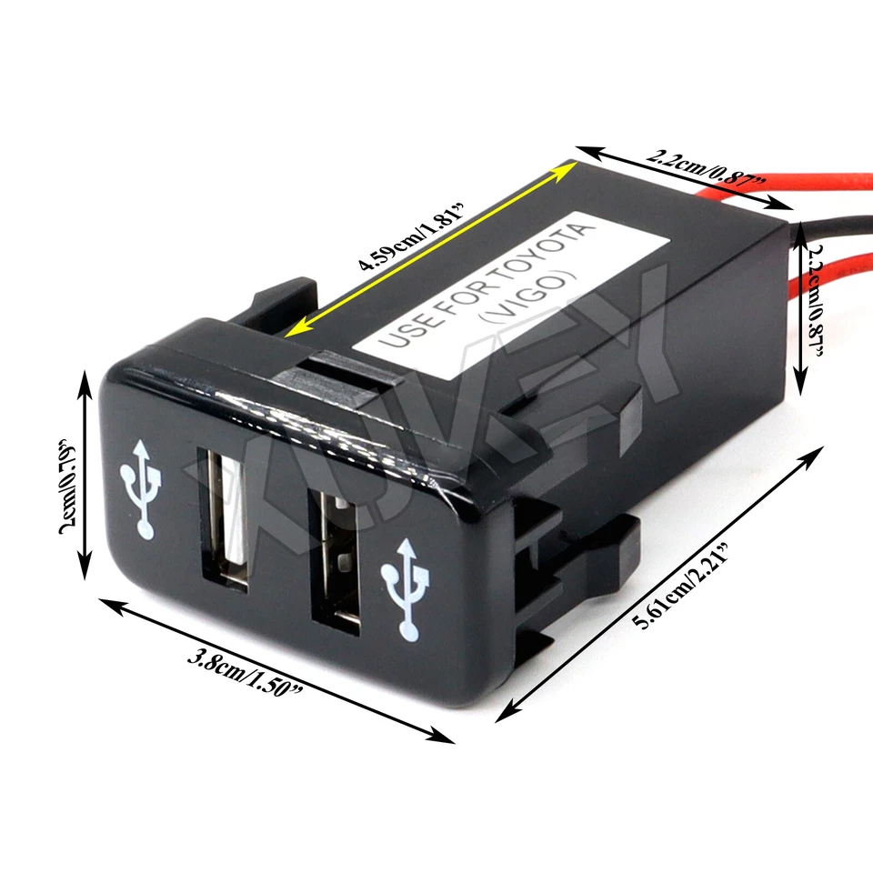 Car Charger Dual USB Port Charging 12V For Toyota Prado Hilux Land Cruiser J120 - image 4 of 4