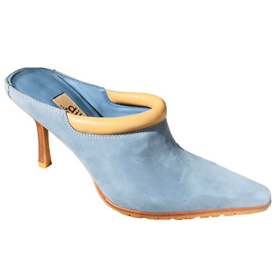 DIBA Suede Slide On Mules Heels Brazil Leather Vintage Y2K NWOB Size 8M VTG  HTF