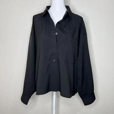 Athleta Black Long Sleeve Cropped Button Up Stretch Tech Top Plus Size 1X NWT