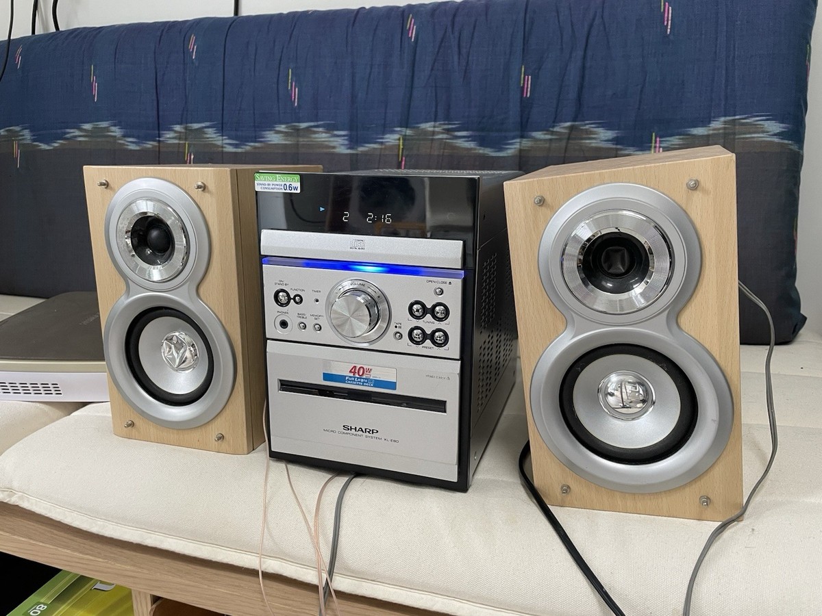 Sharp XL-E80 Micro Component CD Cassette Radio Hi-Fi System Silver