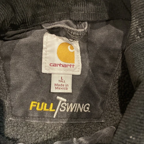 Carhartt Full Swing Jacket Faded Black Fleece Lined Distressed Workwear Men’s L