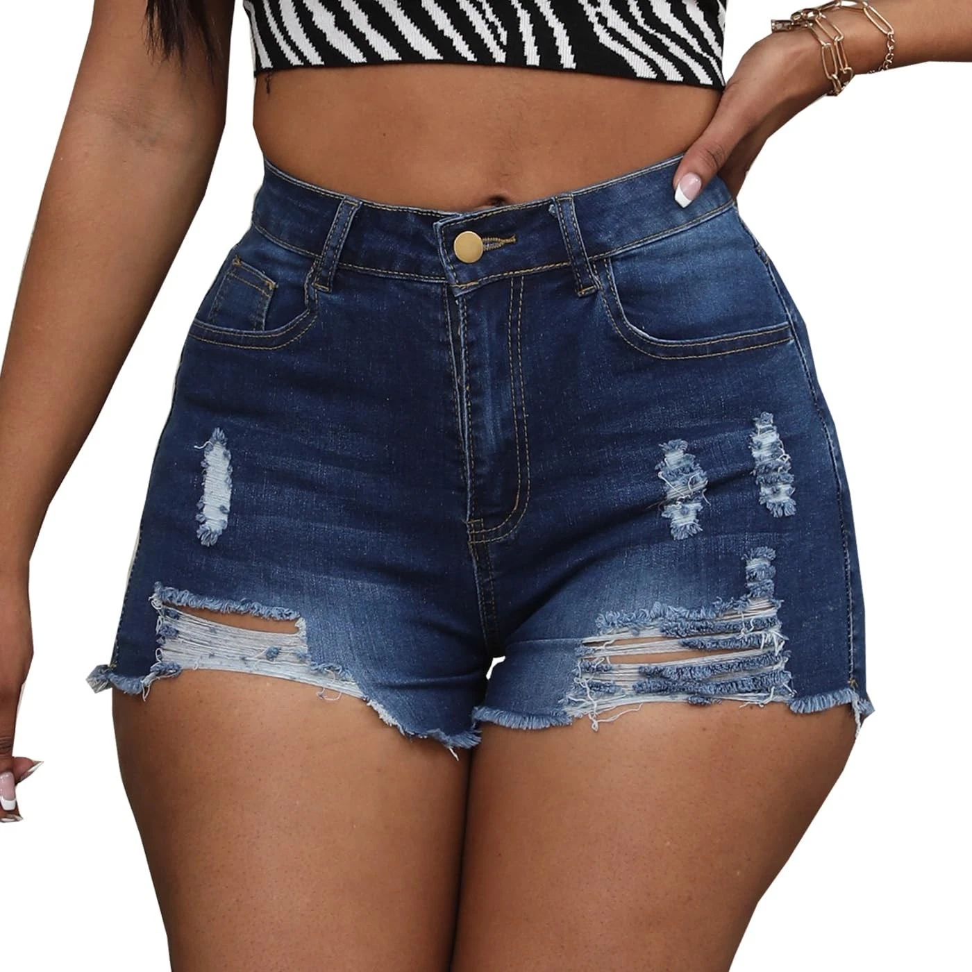 Womens Casual Denim Shorts Ripped Frayed Raw Hem Jean size small