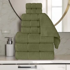 9-Piece Zero Twist Cotton Solid Quick Drying Hand Washcloth Bathroom Towel Set