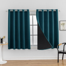 100 Blackout Curtain 2 Panels Set,Thermal Insulated Window Drapes for Bedroom,F