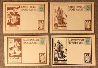 Belgium c1930s lot of 7 unused illustrated postal cards Orval Abbey