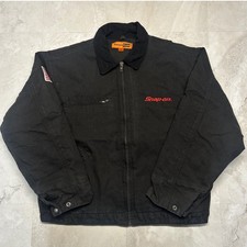 Snap-On Tools CornerStone Work Jacket Black Canvas Men Large Quilted Duck Coat