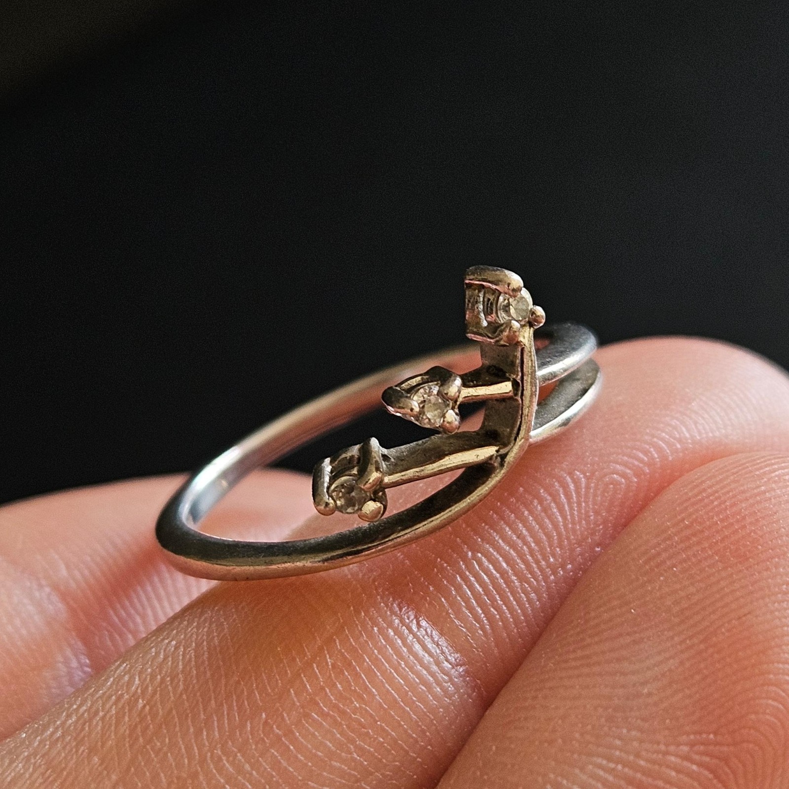 Solid Silver Interlaced Separating & Crystals Seg… - image 4