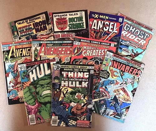 Vintage Marvel comics, mixed lot of 10, Avengers, Hulk, X-men, more 1967-78