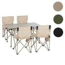 Campingset HWC-Q39, Tisch 4x Stuhl Klappstuhl Anglerstuhl faltbar, Metall Stoff
