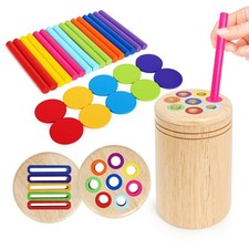 Wooden Sorting Toy Montessori Color  Shape Sorter Class Activity Toddlers Fi...