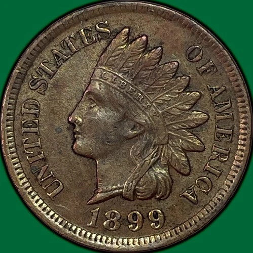 1899 Indian Head Cent Almost Uncirculated AU Coin #38106