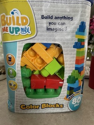 Build Me Up Max Color Blocks 80 Piece Interlocking Plastic Shapes & Colors Set