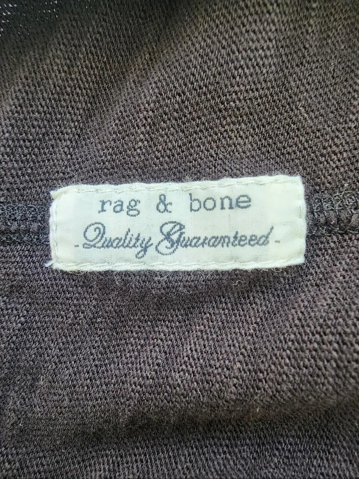 Рубашка мужская Rag & Bone большая черная Henley короткий рукав 100% Перу минималистская - Изображение 3 из 4