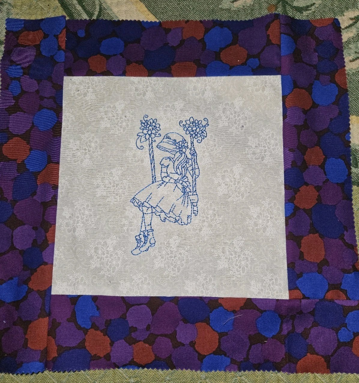 Lot Of 10 Unique OOAK Kaffe Fassett Border Embroidered Quilt Blocks 12.5" Each