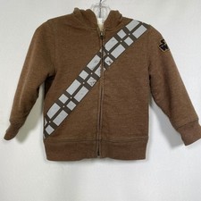 Chewbacca Gap Kids x Star Wars Brown Fuzzy Zip Up Hoodie Toddler Boys 4 Years