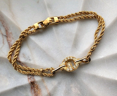 Vintage Givenchy G-Logo Double Chain Gold-Plated Bracelet | eBay