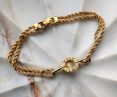 Vintage Givenchy G-Logo Double Chain Gold-Plated Bracelet | eBay