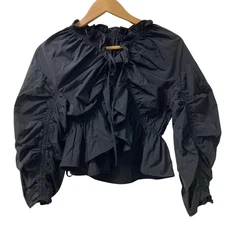 LANVIN en Bleu Quick-drying nylon ruffle blouse 3466601 Size 38 Black Women USED