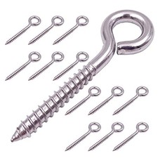 12-Pack 304 Stainless Steel Screw Eyes, Heavy Duty Screw in Eye Hooks 12 Pack