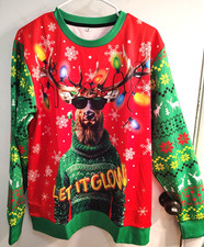 Reindeer Deer Ugly Christmas Sweater Party M Unisex Flake