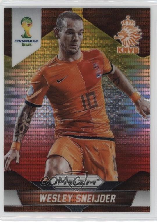 2014 Panini Prizm World Cup Yellow & Red Pulsar Prizm Wesley Sneijder #33 0j4n