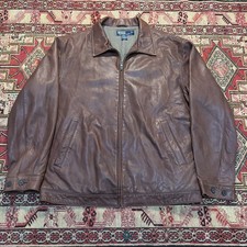 Vintage 90s Polo Ralph Lauren soft Brown Leather Jacket Size L