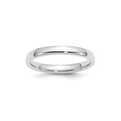 Weißgold Comfort Fit Ehering, klassischer 3 mm massiver Ring, polierte Oberfläche