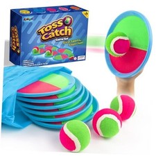 Kids Toys Toss and Catch Ball Set with Outdoor Games for 6 Paddles 3 Balls